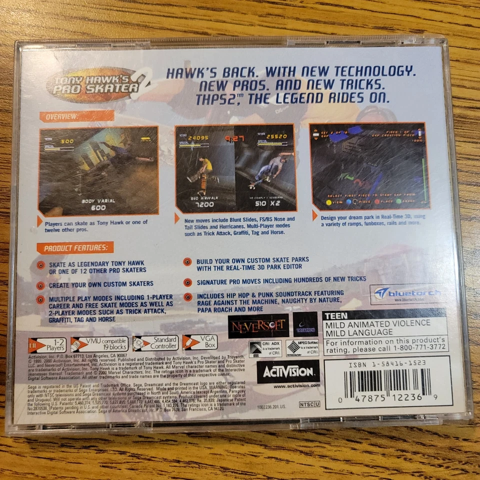 Tony Hawk's Pro Skater 2 (Sega Dreamcast) Juego / Estuche / Manuel Ver Fotos Foto 4 de 4
