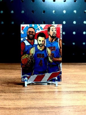 Cauf22 Studio 1/1 Sketch Stephen Curry Lebron James Kevin Durant USA