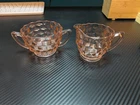 pink depression glass creamer and sugar bowl set-Jeannette glass company.