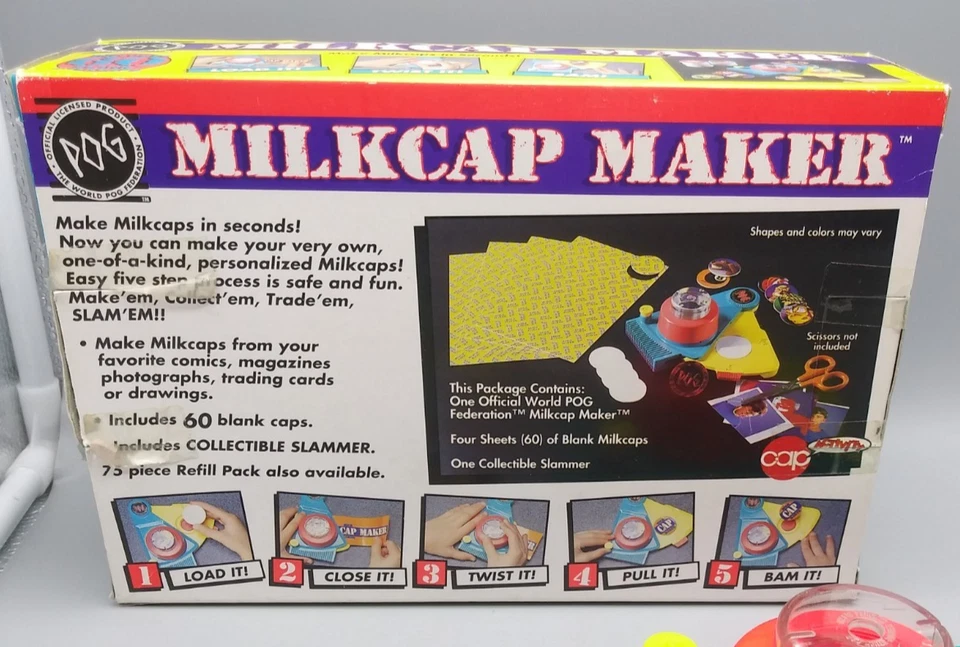 1995 OFFICIAL POG FEDERATION MILKCAP MAKER RETRO MILK CAPS SLAMMER TUBE USED !!! - Image 4 of 4