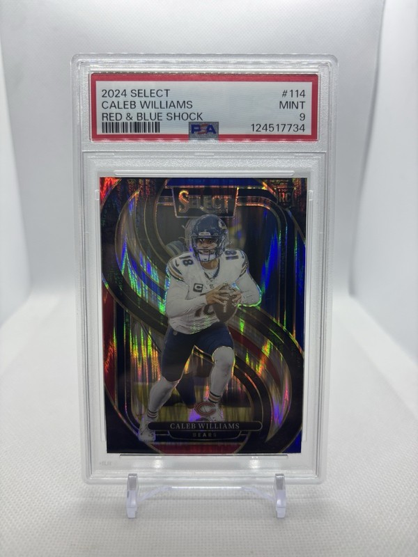 Caleb Williams PSA 9 Red & Blue Shock Rookie 2024 Select Football - Bears