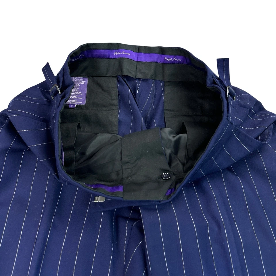 Pantalones de vestir Ralph Lauren etiqueta púrpura lana cachemir cintura plana ajustable 34-36W Foto 3 de 4