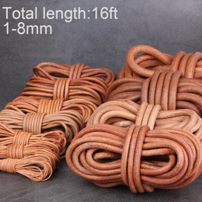 Round Cow Leather Cord Lace Rope Weave String for Necklace Bracelet Bag 16ft