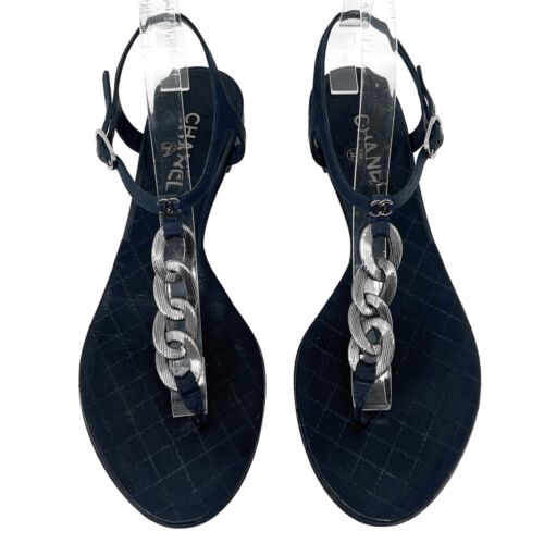 CHANEL, Shoes, Chanel Thong Sandals Dark Navy365