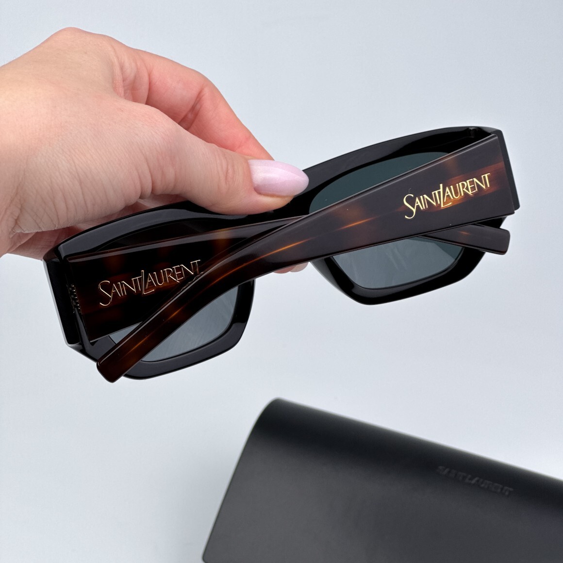 Saint Laurent Men AUTHENTIC Sunglasses Black Havana Square 