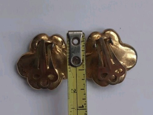Black Gold Flower Clip On Earrings Costume Jewellery - 第 5/6 張圖片