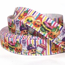 GROSGRAIN RIBBON 7/8" SHOPKINS Cartoons Printed Sh5 1,3,5 Yards