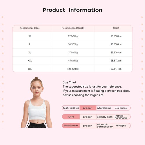 Kids Girls Tops Camisole Bra Ultra Vest Daily Wear Seamless School Spaghetti - Picture 8 of 45