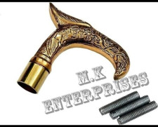 Solide Brass Walking Stick Handle Eagle Head Cast Brass w/Outside Connector Rod.