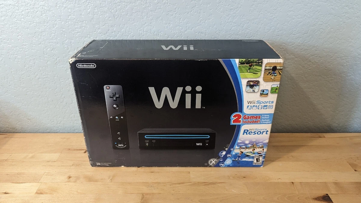 BRAND NEW Nintendo Wii Console Black Wii Sports + Resort Bundle NEVER  UNBOXED 45496880873