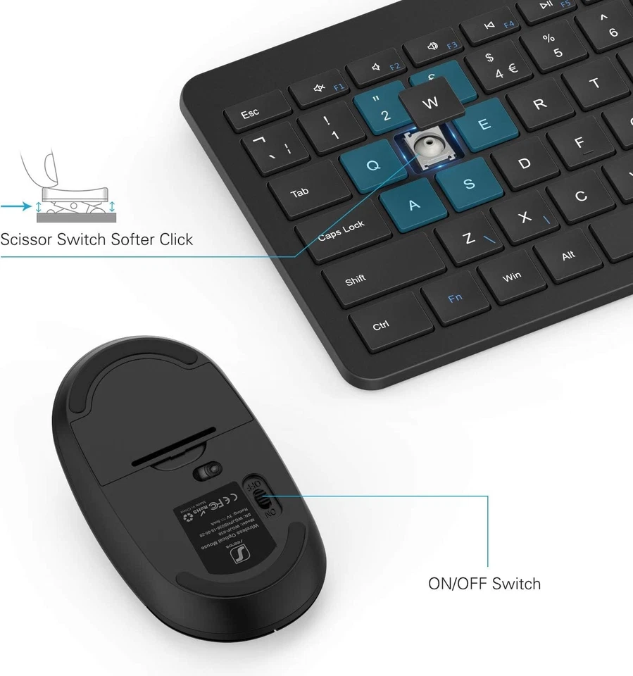 Ultra Slim Quiet Wireless USB Keyboard & Mouse with Numeric Keyboard - Black - Image 4 of 4