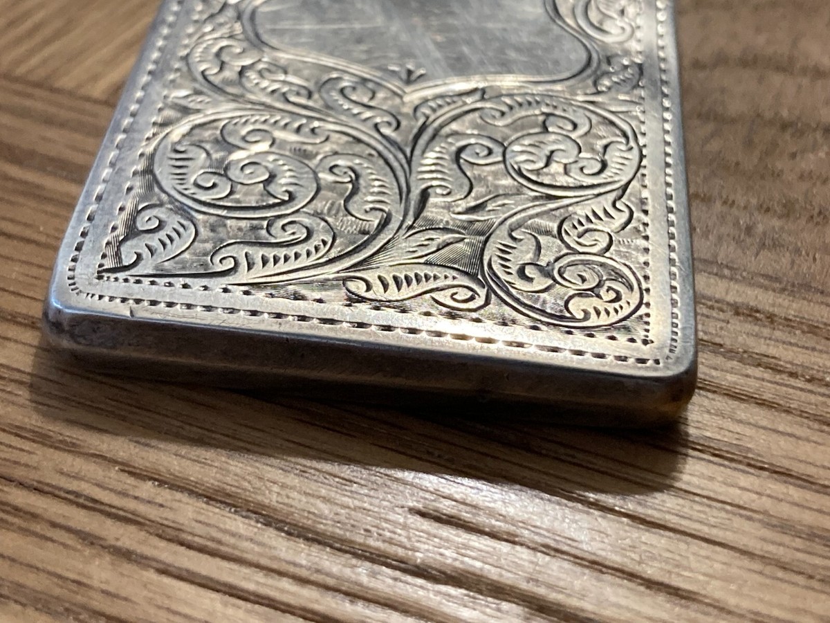 ANTIQUE CARD HOLDER, SILVER STERLING, MARKED, POCKET CARD ANTIQUE CARD HOLDER, SILVER STERLING, MARKED, POCKET CARD