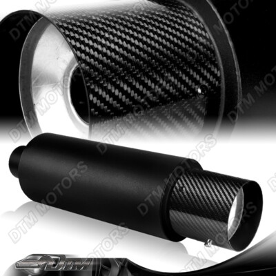 N1 4'' Carbon Fiber Tip Black Stainless Steel Muffler with 3'' Inlet Universal