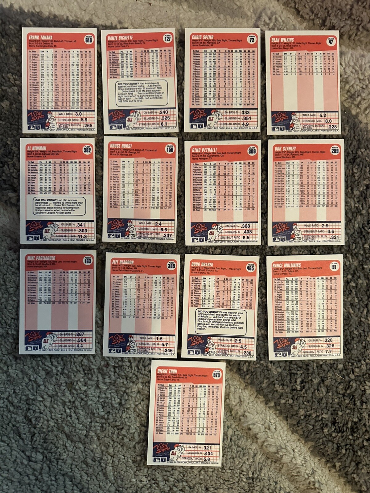 Fleer 1990 Vintage MLB Lot Of 13 Baseball Trading Cards Sports ...