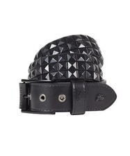 Triple Studded Leather Belt in Matt Black - Lowlife