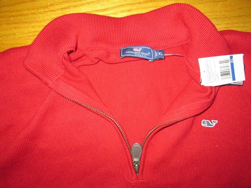 NWT Vineyard Vines Quarter Zip Carmine Sweater Style 3E001049 BOYS XL Fits Men S
