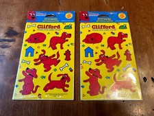 Vtg 1998 Lot of 2 NOS PKGS. CLIFFORD The Big Red DOG Sticker Sheets SEALED