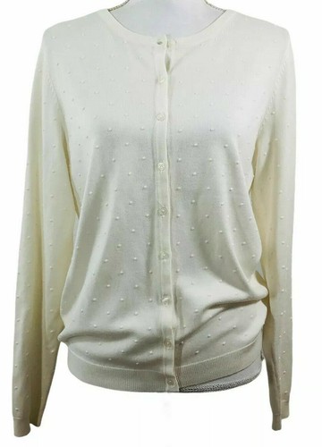 Joan Vass Women’s Button Down Polka Dot Textured Cardigan Sweater | C21 - Picture 2 of 8