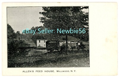 Millwood NY -ALLENS FEED HOUSE AT RAILROAD STATION- Postcard Mt Kisco/Chappaqua