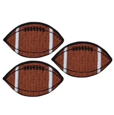 Small Football Applique Patch - Embroidered Sports Badge 1-5/8" (3-Pack, Iron on