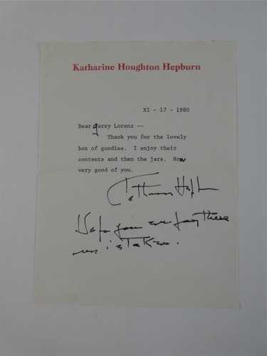 Katharine Hepburn Signed 6x8 Letterhead With Envelope Personalized JSA COA - Picture 2 of 6