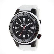 POSEIDON Orologio da Polso Uomo XL, Analogico, 15 Bar, Cinturino in Silicone, UP00602 Bianco/Nero