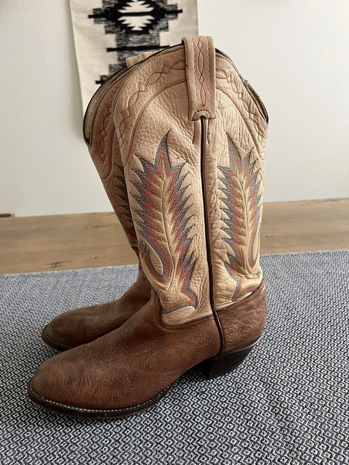 Botas de Vaquero Tony Lama Western Vintage Estilo Puntada Arco Iris 1618 Talla 6 1/2 M Foto 3 de 4