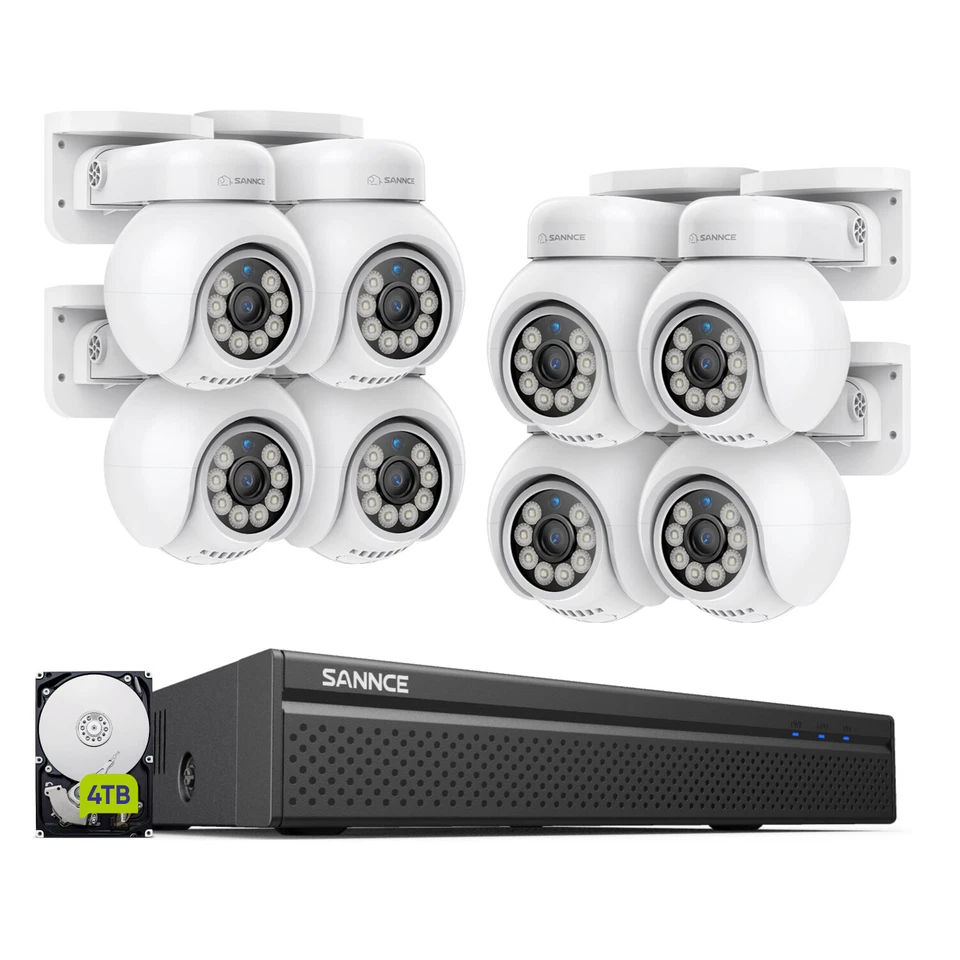 Sistema de cámara de seguridad SANNCE 8CH 4K NVR 8MP POE AI seguimiento automático audio bidireccional Foto 2 de 4