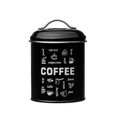 Amici Home Coffee Fix Metal Coffee Canister, Black Storage Container, 36 Ounces