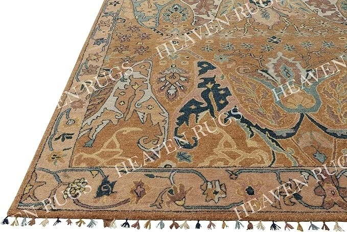 Ikat Brown Handmade Tufted Traditional Woolen  Area Rug  Without Tariff & Duty - Image 4 of 4