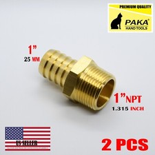 1" HOSE BARB X 1" MALE NPT Brass Pipe Fitting NPT Thread Gas Fuel Water Air 2 PC