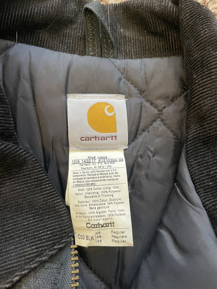 t. Men's Carhartt Arctic Quilt Lined Duck Canvas Coat C03 Size 46 Reg