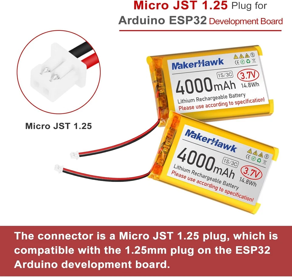 3,7 V 4000 mAh LiPo-Akku wiederaufladbar 1S 3C 124065 Lithium-Polymer-Akku - Bild 2 von 4