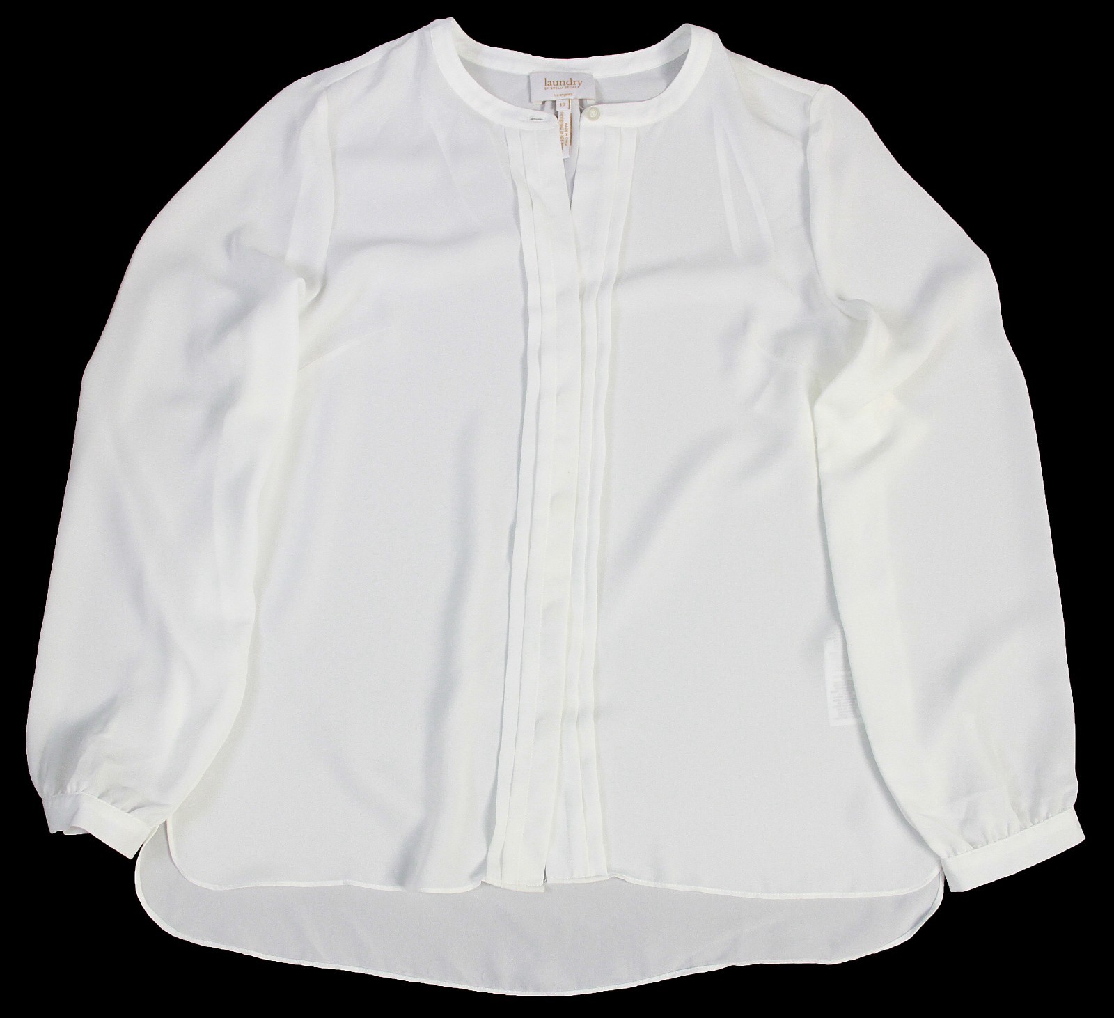 Laundry By Shelli Segal Women's Woven Pleat-front Button Down Top, White, 10