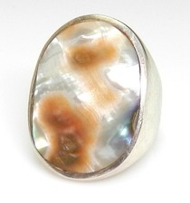 925 Sterling Silver Large Chunky Oval Shell Ring