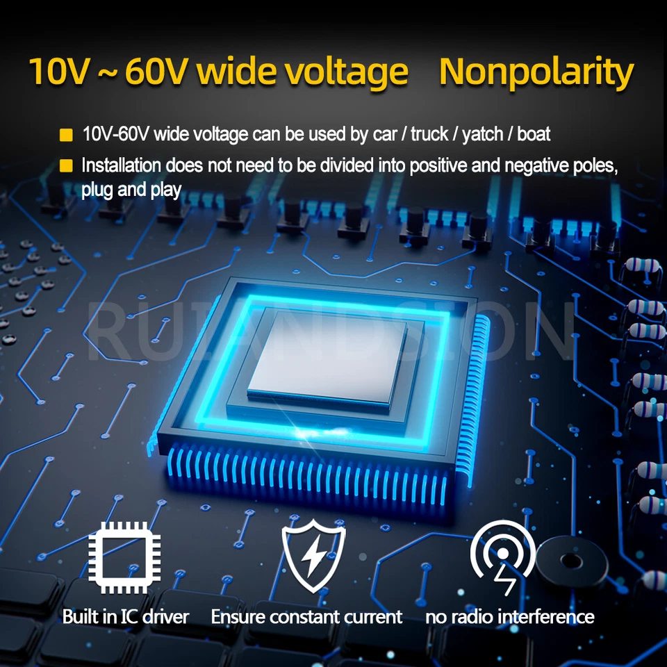 Ruiandsion BA15D Luce retromarcia DRL Luce posteriore 10-60V 1200lm bianco caldo - Immagine 4 di 4