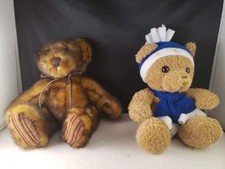 Minky Schminky Plush Brown Teddy Bear Stuffed Animal 9"h Hat Muffler Vintage