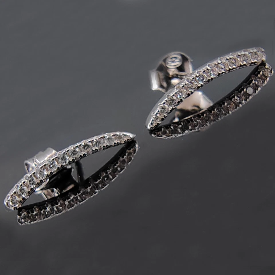 Orecchini da donna in argento 925 a lobo rodiati oro bianco - Immagine 4 di 4