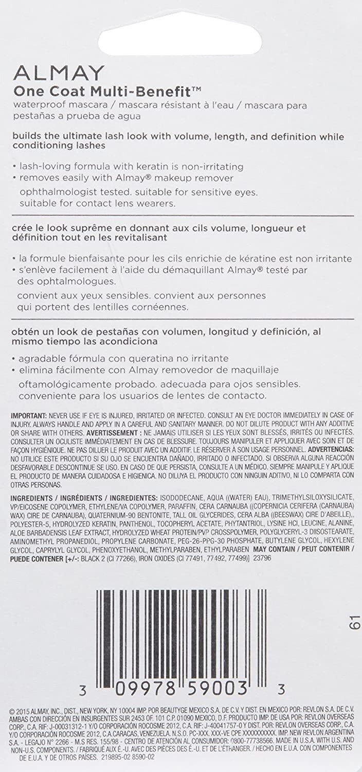 Waterproof Mascara by Almay, MultiBenefit Eye Makeup, Hypoallergenic, 504 Black eBay