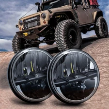 6000K DOT 2X 7 Inch Round LED Headlight Hi/Lo Beam For Jeep Wrangler JK TJ LJ CJ