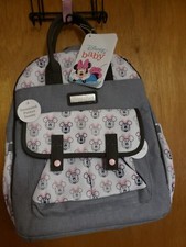 Disney Baby Minnie Mouse Multi-Piece Diaper Bag Backpack Set Grey and Pink NWT