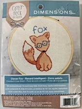 Dimensions Clever Fox Cross Stitch Kit Hoop 4in 14 Ct Craft Cathy Heck