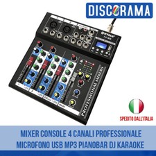MIXER CONSOLE 4 CANALI PROFESSIONALE MICROFONO USB BLUETOOTH MP3 DJ KARAOKE LIVE