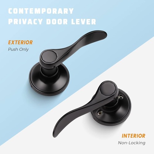 6 Pack Black Passage Door Levers Door Handle Sets Hallway Closet Door Lever H... - Picture 3 of 8