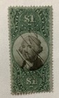 1800’s US Revenue Stamps Scott #R144 - $1 Used Pen Cancel Hinge Mark — photo 1