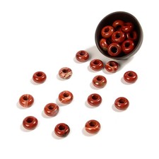 14MM Brecciated Red Jasper Large Hole Rondelle Donut Beads 80021182-S63