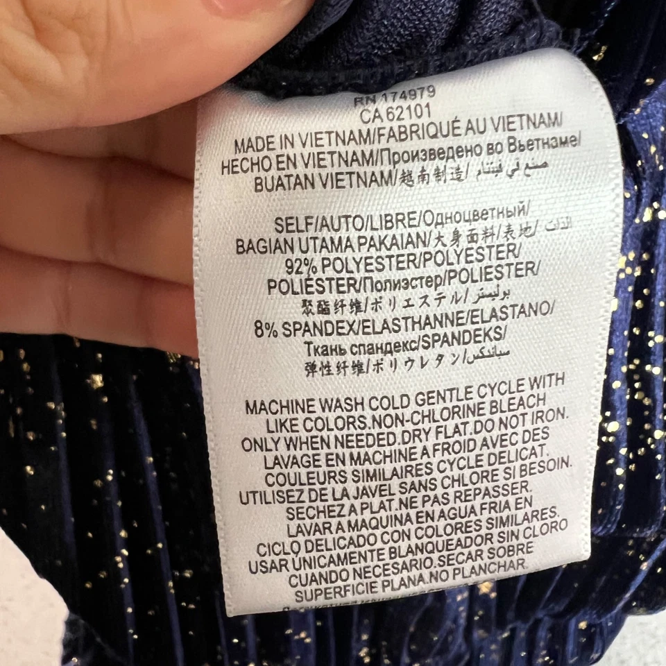 Mono sin mangas BCBG Generation XS azul marino y dorado brillante para mujer Foto 4 de 4