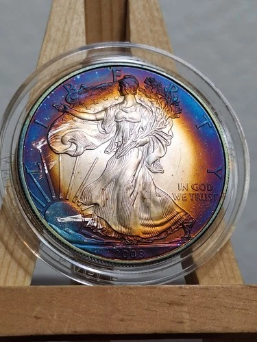Silver Eagle 2008-W Burnished Toned Silver Dollar 1 Oz American Eagle