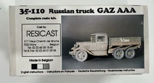Resicast#35-110-Russian Truck GAZ AAA, 1/35 Scale Resin Model Kit Rare