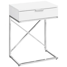 Bowery Hill Accent Table Side End Nightstand Lamp Bedroom Metal Glossy White